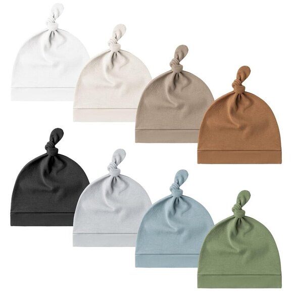 ⭐ Konssy 8-Pack Baby Hats Soft Knot Beanies for Newborn Girls & Boys 0-6M